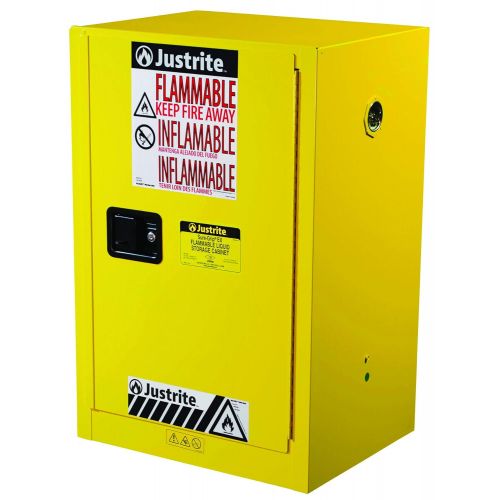  Justrite 891203 Sure-Grip EX Galvanized Steel 1 Door Manual Flammable Compac Safety Storage Cabinet, 12 Gallon Capacity, 23-14 Width x 35 Height x 18 Depth, 1 Adjustable Shelfs, G