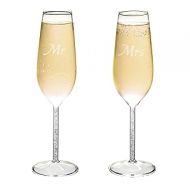 Juvale Set of 2 Mr and Mrs Champagne Glasses, His and Hers Wedding Day Toasting Flutes for Bride and Groom Newlyweds, Engagement, Wedding and Bridal Shower Gifts (8oz)