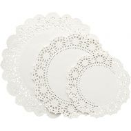 Juvale 150 Pack Round White Paper Doilies for Crafts, Tableware Decor, Parties, Wedding, Assorted Size Charger Plates for Cakes, Desserts (6.5, 8.5, and 10.5 Inch)