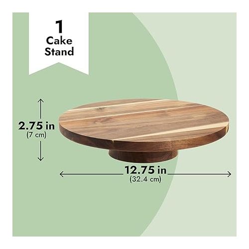 Juvale Round Acacia Wood Cake Stand for Wedding, Wooden Serving Platter for Appetizers and Desserts (12.75 Inches)