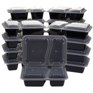 Juvale 20-Pack Bento Lunch Box - 2-Compartment Meal Prep Containers with Lids - BPA Free, Stackable- 36-Ounce Durable Plastic Reusable Food Storage Set