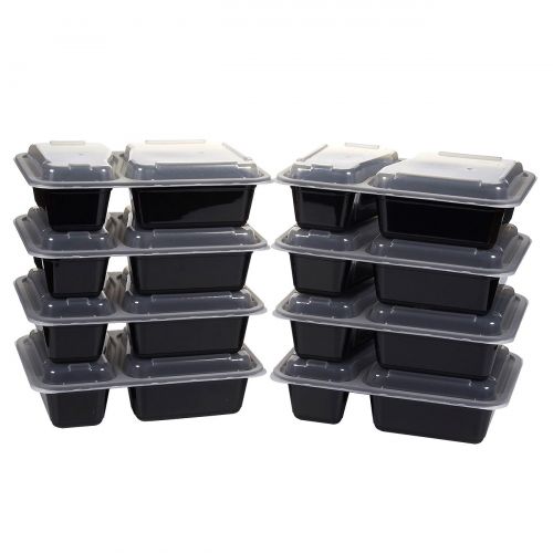  Juvale 20-Pack Bento Lunch Box - 2-Compartment Meal Prep Containers with Lids - BPA Free, Stackable- 36-Ounce Durable Plastic Reusable Food Storage Set