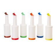 Juvale Bar Pour Bottles - 6-Pack 32-Ounce Long Neck Juice Drink Pourer, Mix, Serve, Store Plastic Cocktail Mixer, Reusable, Sealable, Easy Clean Beverage Container, 6 Assorted Colors