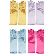 Juvale Princess Gloves for Little Girls Dress Up (4 Pairs)