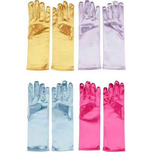  Juvale Princess Gloves for Little Girls Dress Up (4 Pairs)