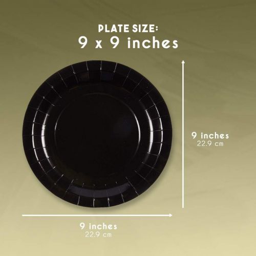  Juvale Black Party Supplies - 24-Set Paper Tableware - Disposable Dinnerware Set for 24 Guests, Including Knives, Forks, Spoons, Paper Plates, Napkins and Cups, Black