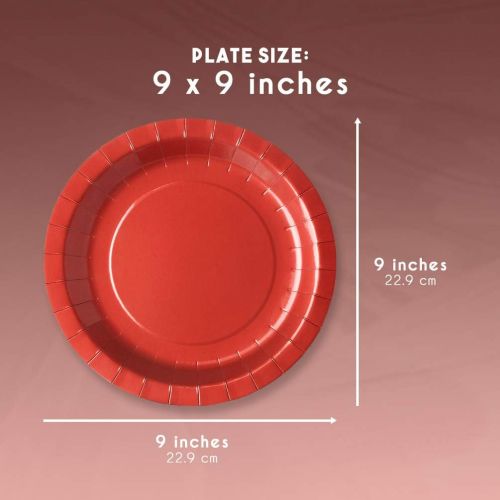  Juvale Red Party Supplies - 24-Set Paper Tableware - Disposable Dinnerware set for 24 Guests, Including Paper Plates, Napkins and Cups, Red