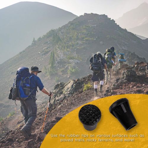  Juvale Trekking Pole Tips - 10-Pack Rubber Tips Set, Replacement Pole Tip, Protector for Walking Stick, Trekking Poles, Hiking Sticks, Shock Absorbing, Add Grips, Traction, Stability, Bla