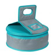 Juvale Insulated Round Thermal Casserole Food Carrier for Lunch, Lasagna, Potluck, Picnics, Vacations - Teal and Grey