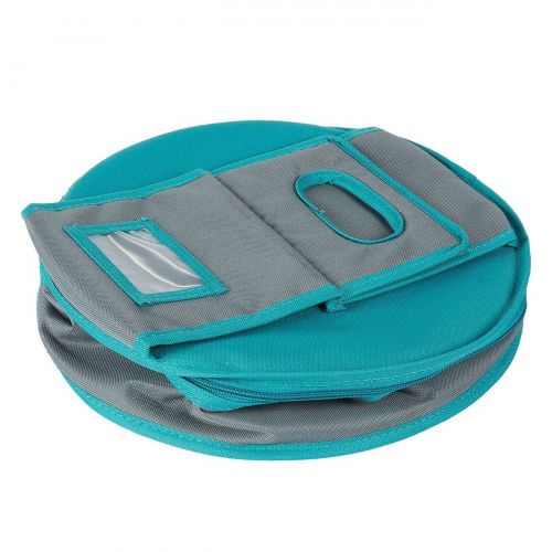  Juvale Insulated Round Thermal Casserole Food Carrier for Lunch, Lasagna, Potluck, Picnics, Vacations - Teal and Grey