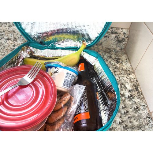  Juvale Insulated Round Thermal Casserole Food Carrier for Lunch, Lasagna, Potluck, Picnics, Vacations - Teal and Grey