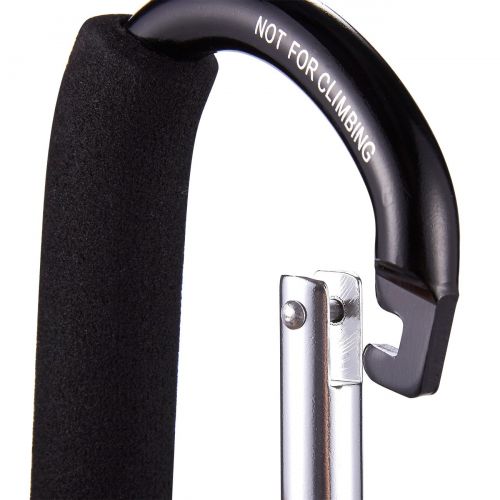  Juvale Set of 3 Stroller Hooks - Aluminum Carabiner Stroller Clips for Baby Strollers, Black - 5.5 x 3.2 x 0.3 Inches