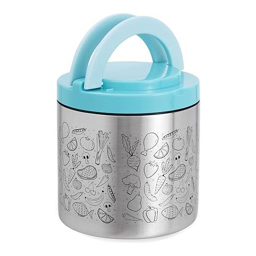  Juvale 22oz Stainless Steel Insulated Food Container with Handles - Cold and Hot Food Storage for Lunch, Travel (Blue)