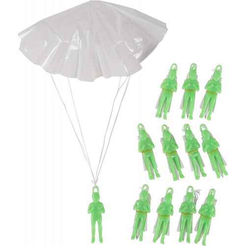  [아마존베스트]Mini Parachute Army Men - 12-Pack Glow in the Dark Paratrooper with Parachute Toy Set, Airborne Light-Up Action Figure for Kids, Gifts, Military Themed Party Favors, Goody Bag Stuf