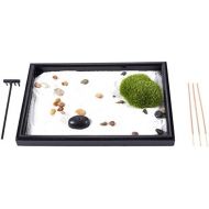 [아마존베스트]Juvale Zen Garden - Sand, Rock, and Rake for Relaxation and Meditation, for Zen Gardening, Black and White, 11.6 x 0.8 x 7.9 Inches