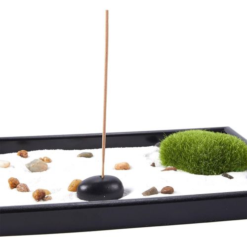  [아마존베스트]Juvale Zen Garden - Sand, Rock, and Rake for Relaxation and Meditation, for Zen Gardening, Black and White, 11.6 x 0.8 x 7.9 Inches