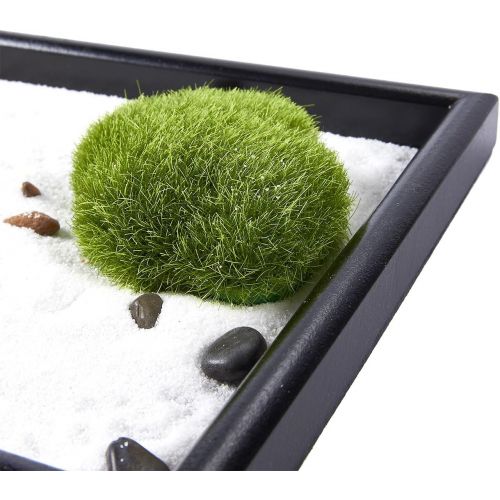  [아마존베스트]Juvale Zen Garden - Sand, Rock, and Rake for Relaxation and Meditation, for Zen Gardening, Black and White, 11.6 x 0.8 x 7.9 Inches