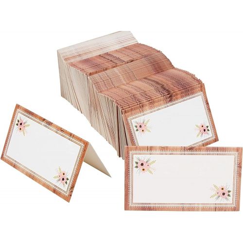  Visit the Juvale Store Juvale Rustic Table Place Cards - 100-Piece Floral Tent Cards, Table Decorations and Party Supplies for Romantic Wedding, Banquets, Bridal Shower, Celebrations and Events, 2 x 3.5