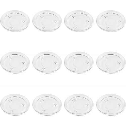  Juvale Pillar Candle Holder Plates - 12-Pack 4-inch Basic Round Glass Pillar Candle Holders Wedding, Spa, Home, Party Decoration, Clear, 4 inches in Diameter