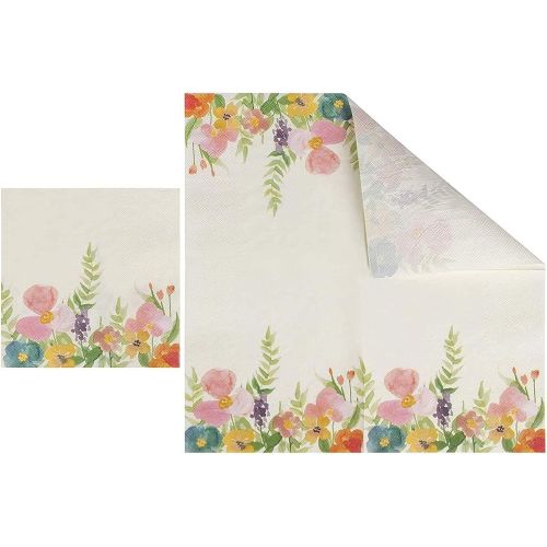  Juvale Watercolor Floral Party Bundle, Includes Plates, Napkins, Cups, and Cutlery (24 Guests,144 Pieces)