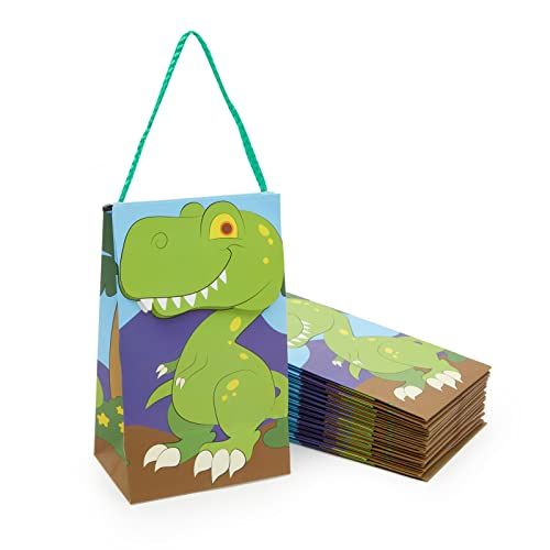  Juvale 15-Pack T-Rex Dinosaur Party Favor Bags for Dino Theme Birthdays, 9 x 5 x 3.5 Inches