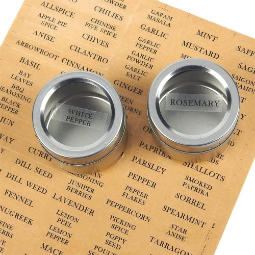  Juvale 20 Jars Magnetic Spice Containers, 3.4 Oz Spice Tins with Clear Lid (94 Labels)