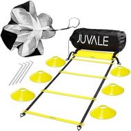 Juvale Speed and Agility Ladder Training Equipment Set with 6 Disc Cones, Resistance Parachute for Football, Workout, Footwork