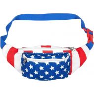 Juvale American Flag Patriotic Fanny Pack with Adjustable Straps, Waist Bag for Vacation (15 x 5 x 3 in)