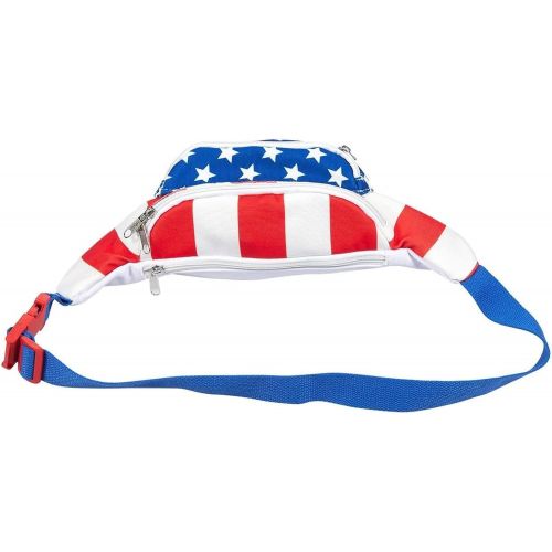  Juvale American Flag Patriotic Fanny Pack with Adjustable Straps, Waist Bag for Vacation (15 x 5 x 3 in)