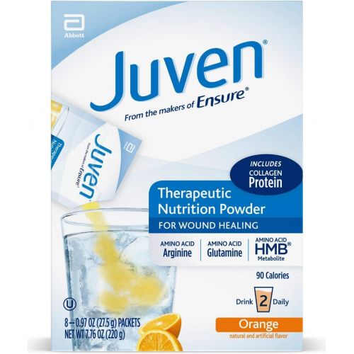  Juven Therapeutic Nutrition Drink Mix Powder to Support Wound Healing, Orange, 48 count