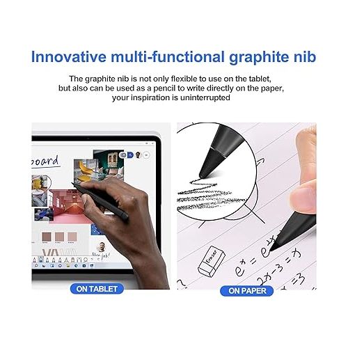  Slim Pen 2 for Microsoft Surface with 4096 Pressure, Eraser & Right-Click, Palm Rejection,Graphite Nib,for Surface Pro 9/8/7/6/5/4/3/X,Surface Go 3/2/1,Book 3/2/1,Laptop 1-3,Surface Studio 2+/2/1