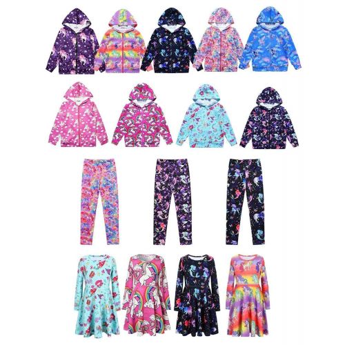  Jxstar Girls Unicorn Dress,Hoodie,Mermaid Dress,Legging