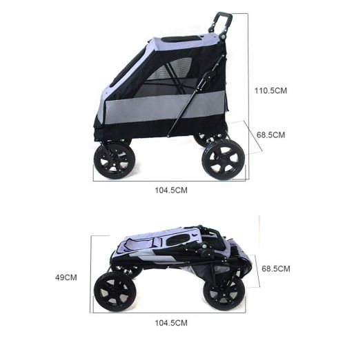  Jzmaio A32 Pet Stroller Folding Four-Wheeled Pet Car Lightweight Seat Belt Handbrake Travel System Bearing 30KG. Dog cart