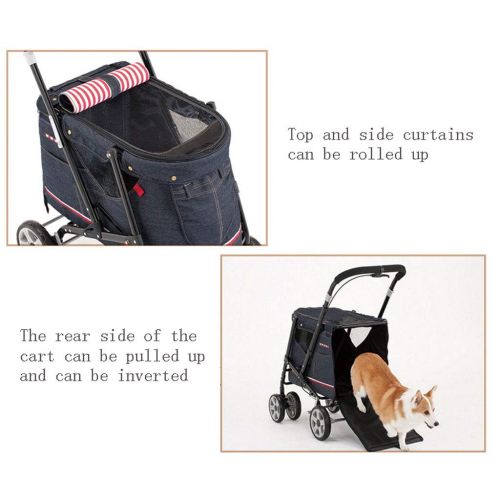  Jzmaio A32 Pet Stroller Animal Trolley Four-Wheeled Cart Foldable Pet Buggy Pushchair for Dogs/Cats Sports Car. Dog cart