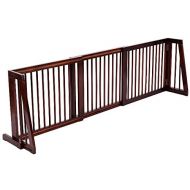K&A Company Folding Adjustable Free Standing 3 Panel Wood Fence Gate Pet Dog Safety Slide Barrier Doorway Opening Security Doorways Home Stair