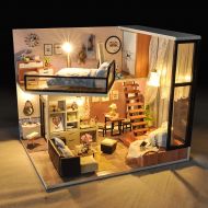 K&A Company New Mini Cockloft DIY Doll House Miniatures Furniture Kit Kids Gift LED Light