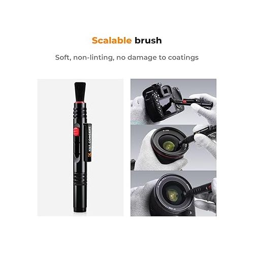  K&F Concept Lens Cleaning Pen*3 with Soft Brush, Double-Sided Carbon Head for Camera Lens, Optical Lens, Glasses, Cosmos/Valve Index /PS4 PS5 VR Headset, Drone Dust and Fingerprint Cleaning