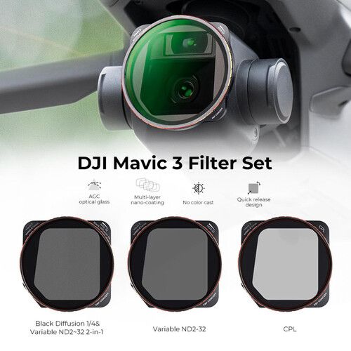  K&F Concept CPL/VND/Black Mist 1/4 3-Filter Kit for DJI Mavic 3 & Mavic 3 Cine