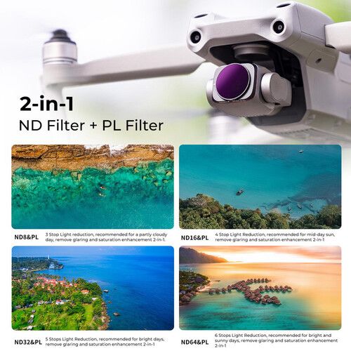  K&F Concept ND/PL, ND, and CPL Filter Kit for DJI Air 2S (8-Pack)