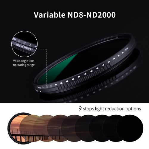  K&F Concept ND8-ND2000 Nano-D Variable ND Filter with Multi-Resistant Coating (58mm)