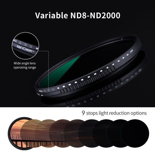  K&F Concept ND8-ND2000 Nano-D Variable ND Filter with Multi-Resistant Coating (43mm)