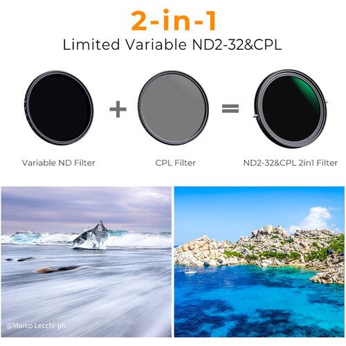  K&F Concept Nano-X Series Variable ND2-ND32 & CPL 2-in-1 Filter (82mm, 1-5 Stop)