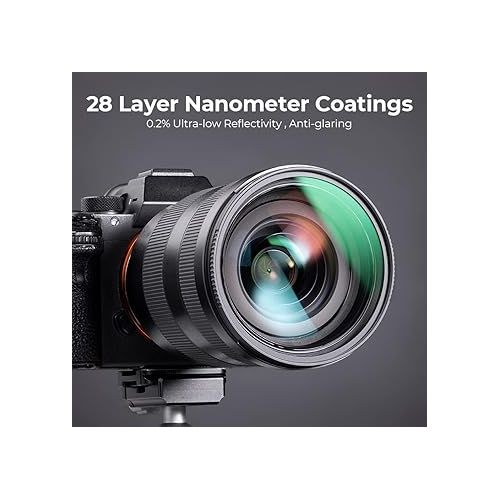  K&F Concept 62mm MC UV Protection Filter with 28 Multi-Layer Coatings HD/Hydrophobic/Scratch Resistant Ultra-Slim UV Filter for 62mm Camera Lens (Nano-X Series)