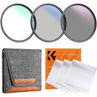 K&F Concept 52mm UV/CPL/ND Lens Filter Kit (3 Pieces)-18 Multi-Layer Coatings, UV Filter + Polarizer Filter + Neutral Density Filter (ND4) + Cleaning Cloth+ Filter Pouch for Camera Lens (K-Series)