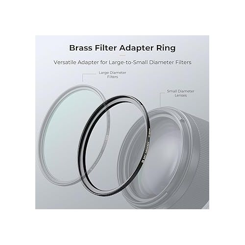  K&F Concept 62mm to 67mm Step-Up Lens Filter Adapter Ring CNC Machined Brass Filter Adapter Rings, for 62mm Lens Install 67mm Filter