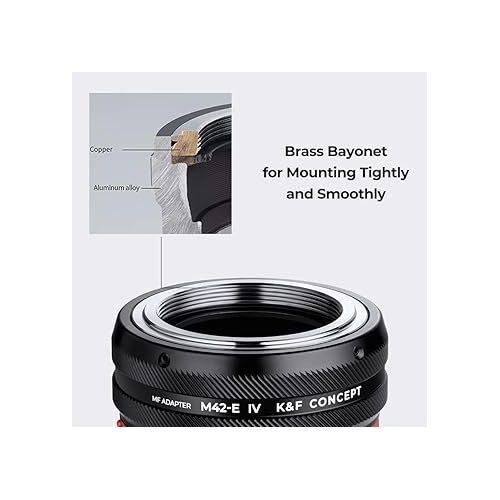  K&F Concept Lens Mount Adapter M42-NEX IV Manual Focus Compatible with M42 Lens and Sony E Mount Camera Body