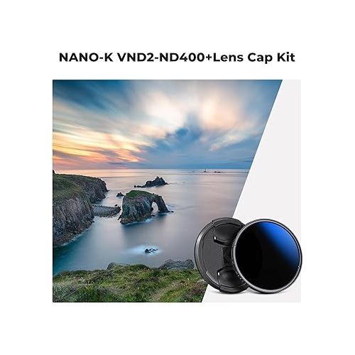  K&F Concept 67mm Variable ND Lens Filter ND2-ND400 (1-9 Stops) + Lens Cap + Cleaning Cloth 18 Multi-Layer Coatings Adjustable Neutral Density Ultra Slim Lens Filter for Camera Lens (K-Series)