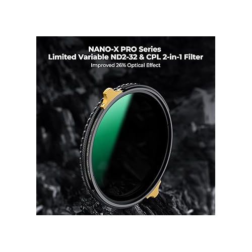  K&F Concept 82mm Variable ND2-32 ND Lens Filter & Circular Polarizing Filter 2-in-1 for Camera Lens, Waterproof Scratch Resistant 36 Multi-Coated Lens Filter (Nano-X PRO Series)