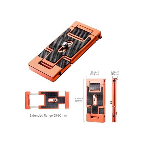  K&F Concept Aluminum Alloy Quick Release Plate with 1/4 Inch Screw for Camera, Cage, Cellphone etc (Orange)