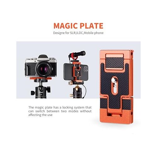  K&F Concept Aluminum Alloy Quick Release Plate with 1/4 Inch Screw for Camera, Cage, Cellphone etc (Orange)